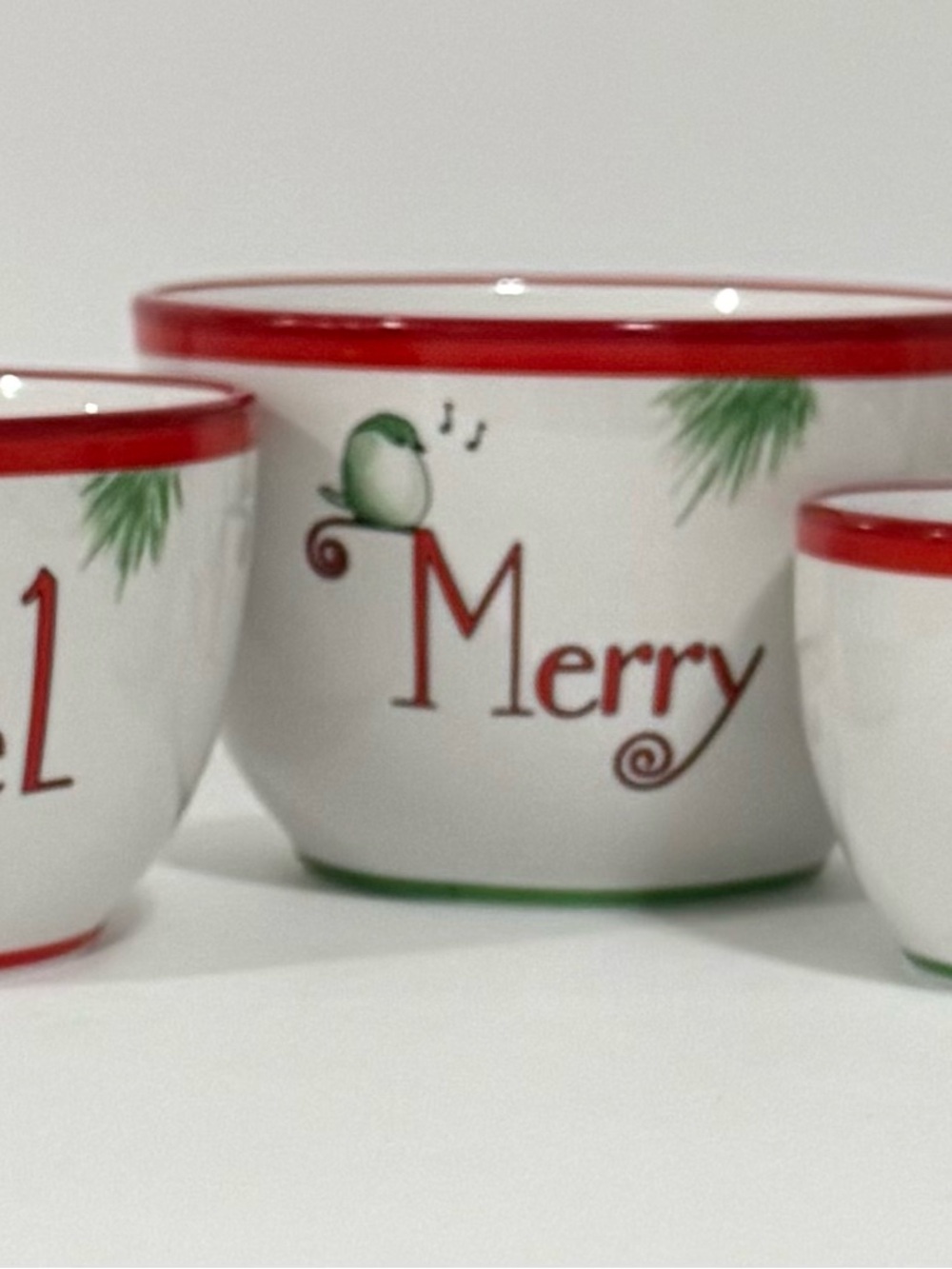 Fitz & Floyd EVERYDAY WHITE "Merry Noel Joy" Holiday Christmas Nesting Bowls